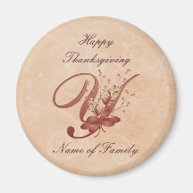 Aimant de la lettre Y de monogramme de thanksgivin