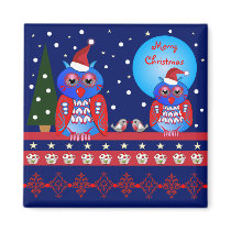 Aimant décoratif mignon de Noël avec les hiboux et