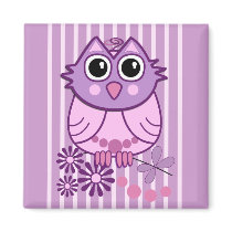 Aimant girly mignon avec le hibou de bébé