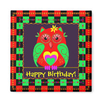 Aimant mignon d'anniversaire avec le hibou mignon 