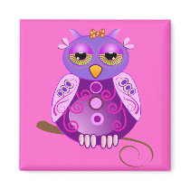 Aimant mignon de bande dessinée avec le hibou Girl