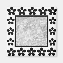 Aimant noir blanc de cadre de fleur de n