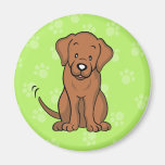 Aimant rond de Labrador de bande dessinée mignonne