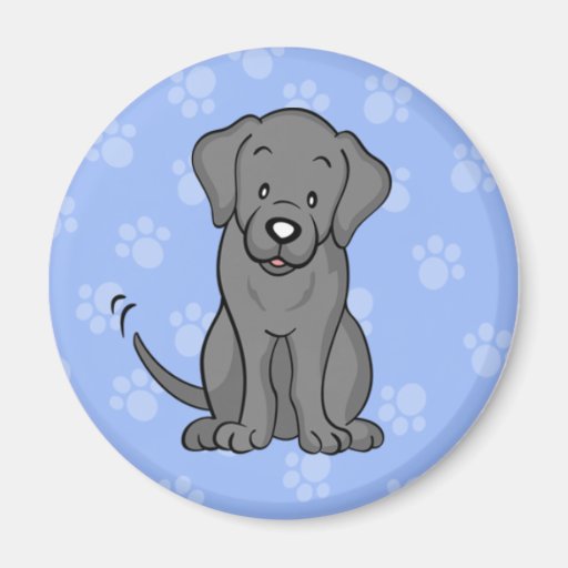 Aimant rond de Labrador de bande dessinée mignonne
