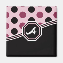 Aimant rose et noir de monogramme