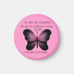 Aimant rose et noir de papillon