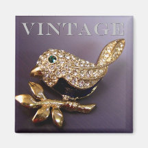 Aimant vintage d'oiseau de fausse pierre