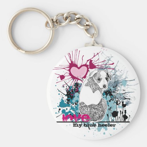 Aimez mon Heeler bleu Porte-clef
