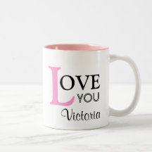 Aimez-vous rose nommé fait sur commande mugs à café