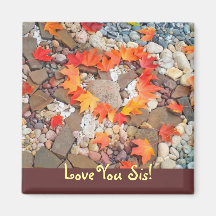 Aimez-vous SIS ! coeur de feuille d'automne de mag Aimant