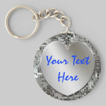 Ajoutez votre coeur Keychain d'argent des textes porte-clés
