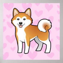 Akita Inu/amour de Shiba Inu Affiche