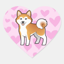 Akita Inu/amour de Shiba Inu Autocollant En Cœur