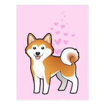 Akita Inu/amour de Shiba Inu Carte Postale