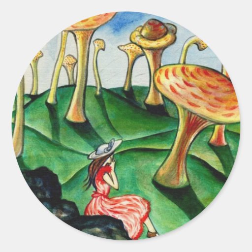 Alice au pays des merveilles adhésif rond