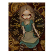 "Alice carte postale dans rouages"