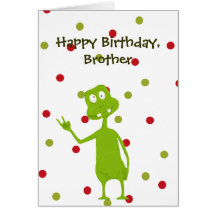 Alien d'espace de frère de joyeux anniversaire carte de vœux