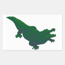 ALLIGATOR EN VERT STICKER RECTANGULAIRE