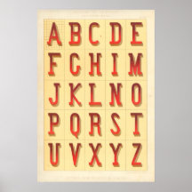 Alphabet (Lettres demi-monstre allongées) Poster