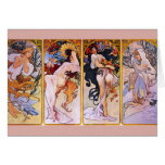 Alphonse Mucha carte de voeux de quatre saisons