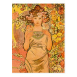 Alphonse Mucha la carte postale de rose