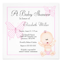 American Pink Girl Baby Shower Invitation