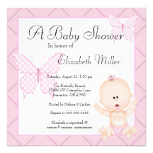 American Pink Girl Baby Shower Invitation
