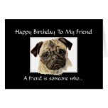 Ami drôle d'anniversaire - carlin, animal familier carte de vœux