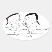 Amis dans l'amour sticker ovale
