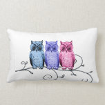 Amis de hibou sur l'oreiller rose pourpre bleu de 