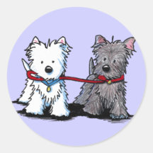 Amis de marche de KiniArt Terrier Autocollants Ronds