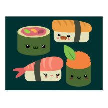 Amis de sushi cartes postales
