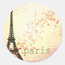 Amour à Paris Autocollants Ronds