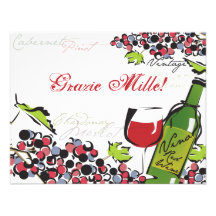 Amour de carte de note de vin et de raisin invitations personnalisées