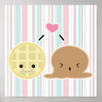 amour de crème glacée de gaufre et poster