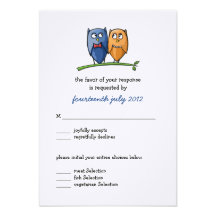 Amour de hibou épousant la carte de RSVP Faire-part Personnalisé