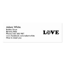 Amour du football cartes de visite personnelles