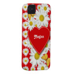 Amour et coeurs Valentine de marguerite Coques Case-Mate iPhone 4
