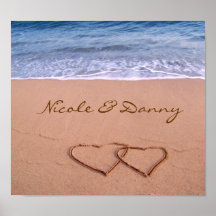 Amour fait sur commande sur l'affiche de plage