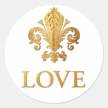 amour Fleur-De-lis Autocollant Rond