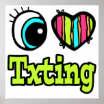 Amour lumineux Txting du coeur I d'oeil Posters