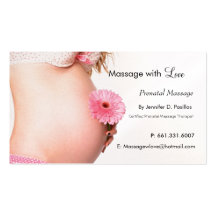 Amour, massage prénatal cartes de visite professionnelles