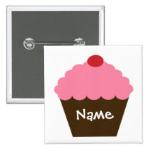 Amour rose de petit gâteau badge