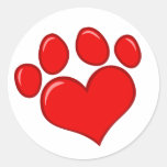 AMOUR ROUGE DE 4782 DE COEUR DE PATTES ANIMAUX DE  AUTOCOLLANTS