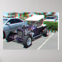 Anaglyphe du hot rod 3D Poster