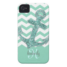 Ancre Chevron blanc de scintillement d'Aqua person Coques iPhone 4 Case-Mate