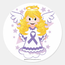 Ange de ruban d'Alzheimers Autocollant Rond