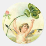 Ange vintage et shamrock - autocollant