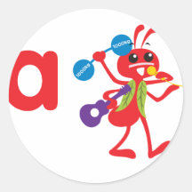 Animaux d'ABC - fourmi d'Adam Autocollants Ronds