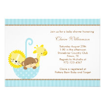 Animaux de jungle dans les invitations bleues de p